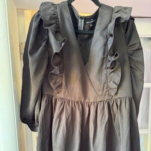 Tuckernuck Charcoal Ruffle Long Sleeve Dress